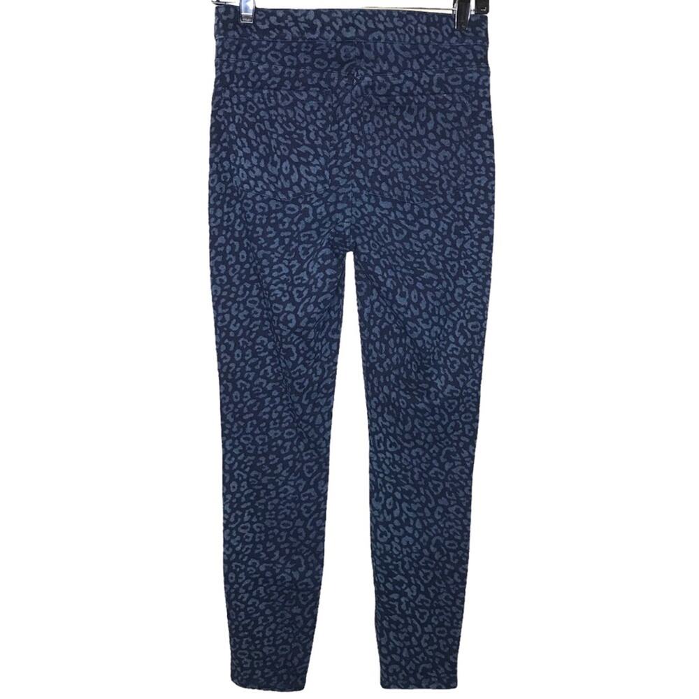 Spanx Blue and Black Leopard Print Denim Ankle Length Jeggings-Size Small